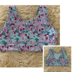 Athletic Works Mint and Pink Pattern Sports Bra